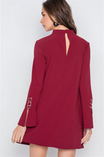 Load image into Gallery viewer, Long Sleeve V-cut Out Solid Mini Dress