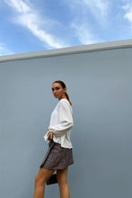 Load image into Gallery viewer, White Bateau Neck Relaxed Fit Tassel Tie Detail Long Sleeve Blouse
