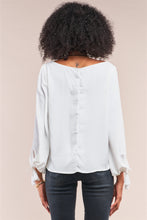 Load image into Gallery viewer, White Bateau Neck Relaxed Fit Tassel Tie Detail Long Sleeve Blouse