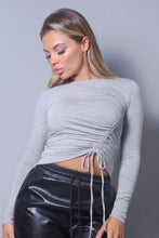 Load image into Gallery viewer, Long Sleeve Round Neck Side Ruched Top