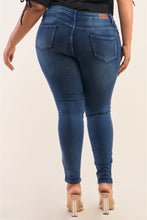 Load image into Gallery viewer, Plus Size Dark Blue Low-rise Ripped Denim Pants