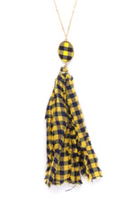 Load image into Gallery viewer, Checkered Pattern Fabric Tassel Necklace