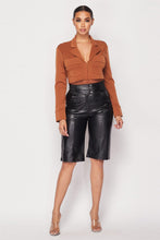 Load image into Gallery viewer, Deep-v Cropped Power Shoulder Blazer Bodysuit