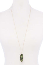 Load image into Gallery viewer, Acetate Oval Metal Edge Pendant Necklace