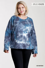 Load image into Gallery viewer, French Terry Tie-dye Raglan Long Sleeve Top With Raw Hem