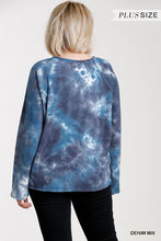 Load image into Gallery viewer, French Terry Tie-dye Raglan Long Sleeve Top With Raw Hem