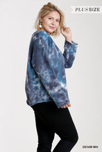 Load image into Gallery viewer, French Terry Tie-dye Raglan Long Sleeve Top With Raw Hem