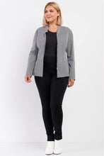 Load image into Gallery viewer, Plus Checkered Houndstooth Pattern Front Zipper Closure Jacket