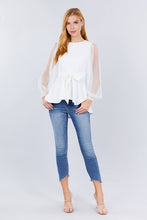 Load image into Gallery viewer, Mesh Puff Sleeve Peplum Top