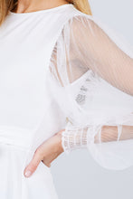 Load image into Gallery viewer, Mesh Puff Sleeve Peplum Top