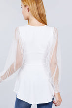 Load image into Gallery viewer, Mesh Puff Sleeve Peplum Top