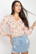 Load image into Gallery viewer, Floral Shadow Stripe V-neck Top