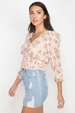Load image into Gallery viewer, Floral Shadow Stripe V-neck Top
