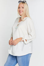 Load image into Gallery viewer, Solid V-neck 3/4 Sleeve Tie Accent Blouse Top