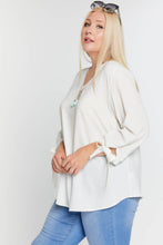 Load image into Gallery viewer, Solid V-neck 3/4 Sleeve Tie Accent Blouse Top