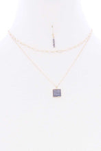 Load image into Gallery viewer, 2 Layered Chain Metal Square Marbling Stone Pendant Necklace