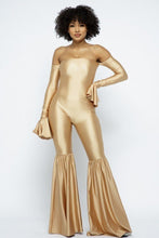 Load image into Gallery viewer, Yoga Off The Shoulder Slit Bell Wide Leg Flare Jumpsuit