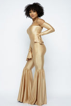 Load image into Gallery viewer, Yoga Off The Shoulder Slit Bell Wide Leg Flare Jumpsuit