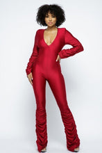 Load image into Gallery viewer, Yoga Shoulder Padded Ruched Stacked Jumpsuit