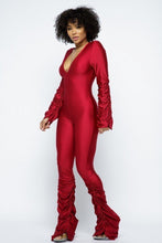 Load image into Gallery viewer, Yoga Shoulder Padded Ruched Stacked Jumpsuit