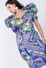 Load image into Gallery viewer, Puff Sleeve Bodycon Print Dress