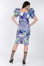 Load image into Gallery viewer, Puff Sleeve Bodycon Print Dress