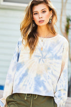 Load image into Gallery viewer, Round Neck Oversize Fit Crop Tie-dye French Terry Pullover