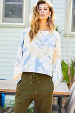 Load image into Gallery viewer, Round Neck Oversize Fit Crop Tie-dye French Terry Pullover
