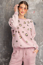 Load image into Gallery viewer, Long Sleeve Leopard Print Washed Terry Sweatshirt