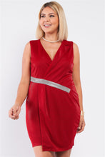 Load image into Gallery viewer, Sleeveless V-neck Asymmetrical Wrap Rhinestones Detail Fitted Mini Blazer Dress