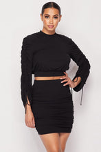 Load image into Gallery viewer, Ruched Long Sleeve And Skirt Set