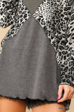 Load image into Gallery viewer, Solid And Animal Print Mixed Knit Turtleneck Top With Long Sleeves
