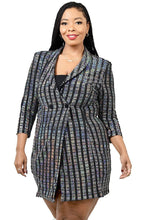 Load image into Gallery viewer, Plus Metallic Stripe Jacket Dress