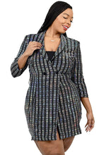 Load image into Gallery viewer, Plus Metallic Stripe Jacket Dress