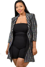 Load image into Gallery viewer, Plus Metallic Stripe Jacket Dress