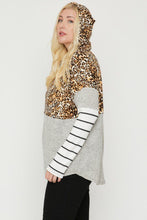 Load image into Gallery viewer, Plus Size Color Block Hoodie Featuring A Cheetah Print