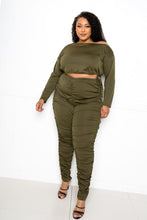 Load image into Gallery viewer, Off Shoulder Cropped Top And Ruched Leggings Sets