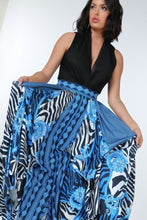 Load image into Gallery viewer, Animal Chain Print Denim Tacked Maxi Skirt In Black Gold