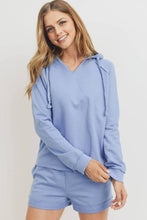 Load image into Gallery viewer, French Terry Hood With V-neck Long Sleeve Top