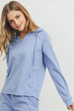Load image into Gallery viewer, French Terry Hood With V-neck Long Sleeve Top