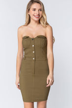Load image into Gallery viewer, Strapless Button Down Mini Dress