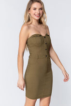 Load image into Gallery viewer, Strapless Button Down Mini Dress