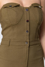 Load image into Gallery viewer, Strapless Button Down Mini Dress