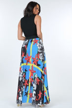 Load image into Gallery viewer, Pleated Print Maxi Skirt With Leather Waist Band