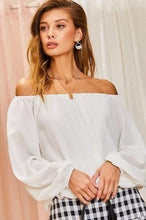 Load image into Gallery viewer, Off Shoulder Long Bubble Sleeve Solid Top