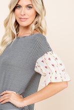 Load image into Gallery viewer, Cute Striped Curved Hem Casual Top