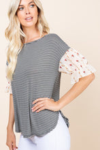 Load image into Gallery viewer, Cute Striped Curved Hem Casual Top