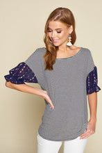 Load image into Gallery viewer, Cute Striped Curved Hem Casual Top