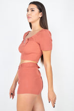 Load image into Gallery viewer, Scoop Neck Crop Top And Ribbed Shorts