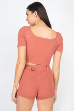 Load image into Gallery viewer, Scoop Neck Crop Top And Ribbed Shorts